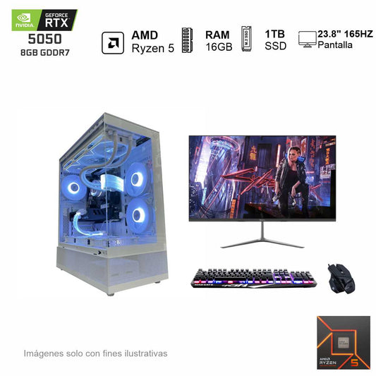 PC Gamer RTX 5050 AMD Ryzen 5 7600X 16GB de RAM 1TB SSD NVME 650W WIFI