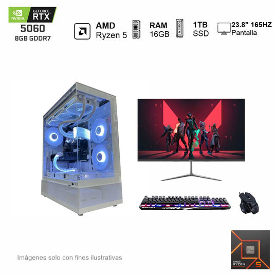 PC Gamer RTX 5060 AMD Ryzen 5 7600X 16GB de RAM 1TB SSD NVME 650W WIFI