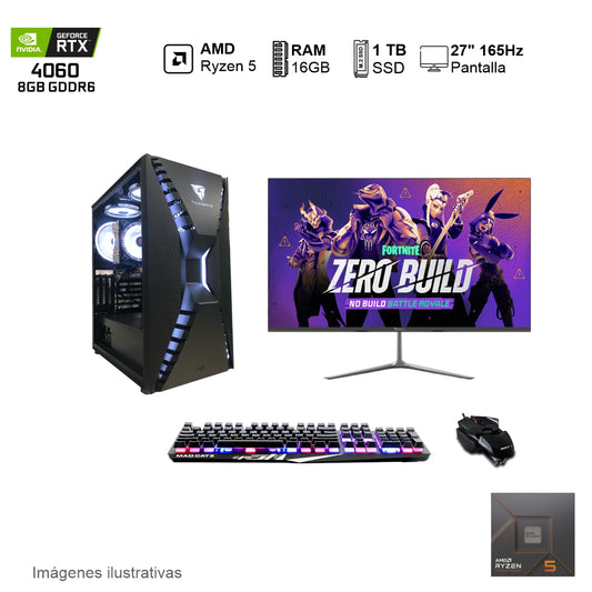 PC Gamer RTX 4060 AMD Ryzen 5 7600X 16GB de RAM 1TB SSD NVME 650W WIFI