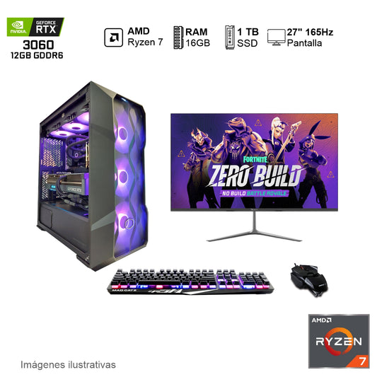 PC Gamer RTX 3060 AMD Ryzen 7 5700X 16GB de RAM 1TB SSD NVME 650W WIFI