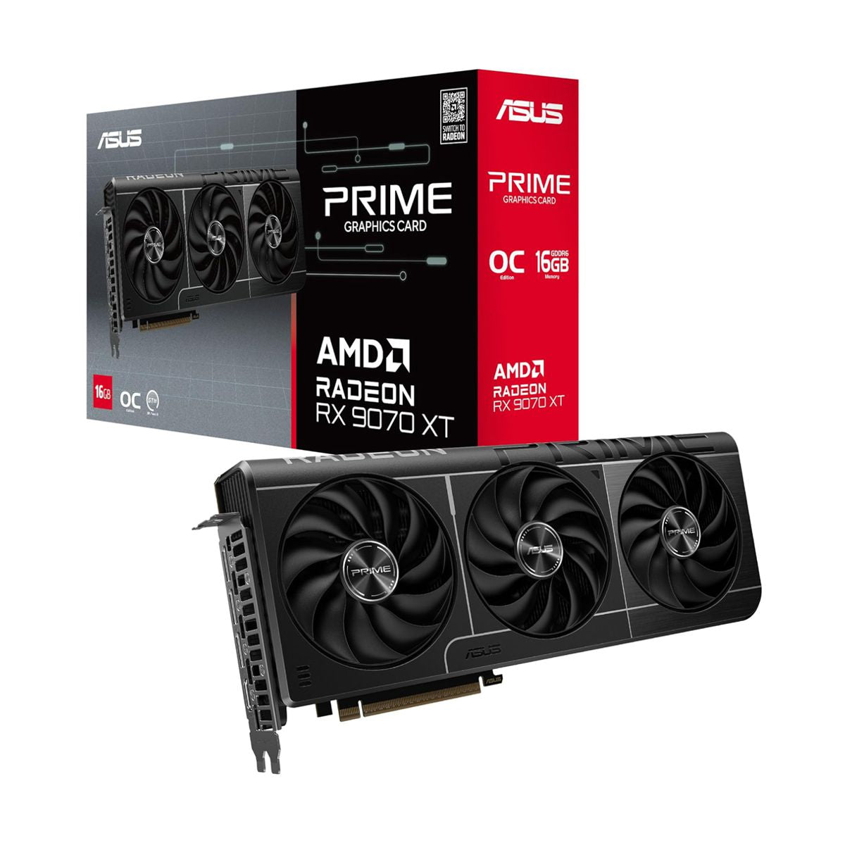 TARJETA DE VIDEO ASUS (PRIME-RX9070XT-O16G) 16G GDDR6, 256BIT, PCI-E 5.0,HDMI,3*DP,TRI FAN