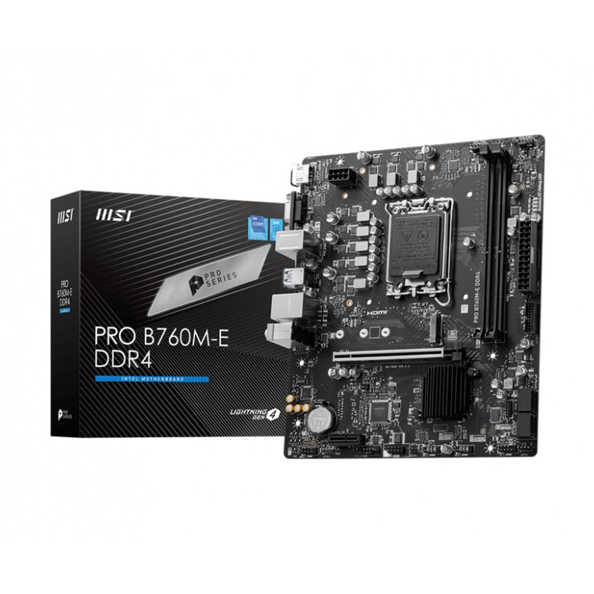 MOTHERBOARD MSI (PRO B760M-E DDR4) SOCKET 1700, 2*DDR4 4800, 1*HDMI, 1*VGA, 1*M.2, MICRO ATX