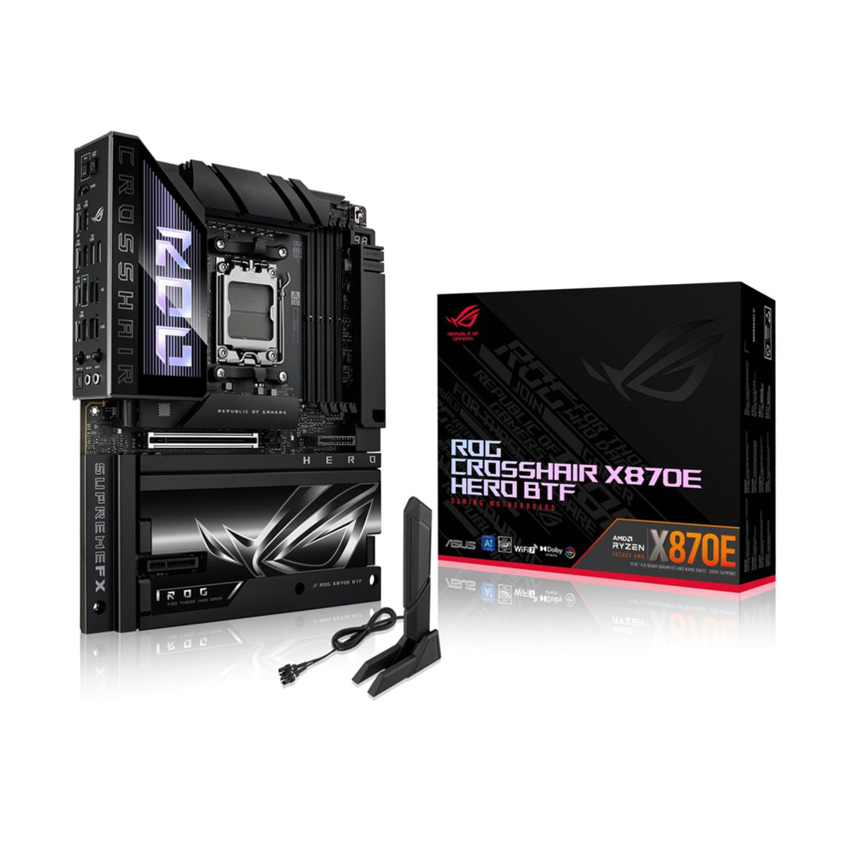 MOTHERBOARD ASUS (ROG CROSSHAIR X870E HERO BTF) SOCKET AM5,4*DDR5,HDMI,2 USB4,PCI-E 5.0,ATX