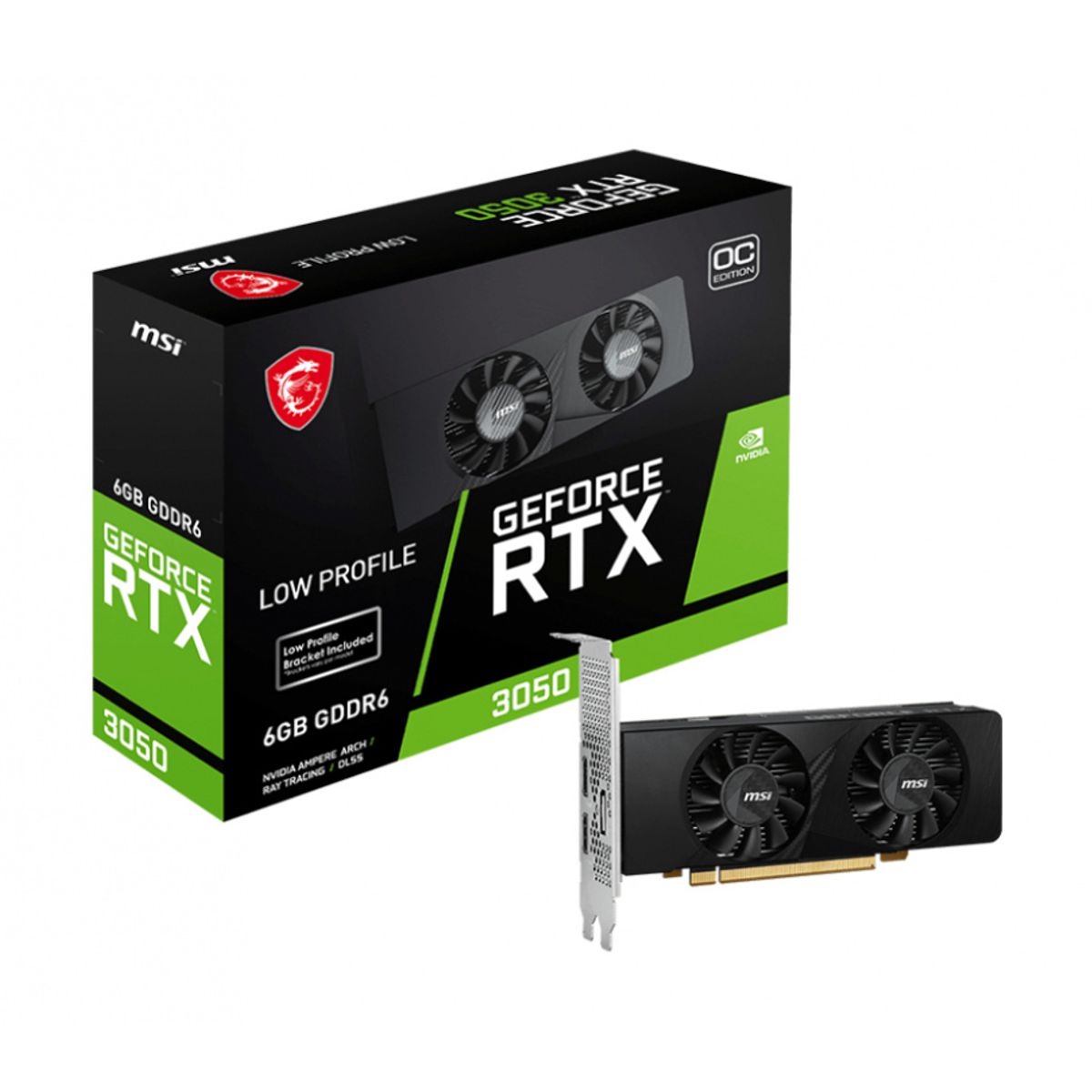 TARJETA DE VIDEO MSI (RTX 3050 LP 6G OC) 6GB GDDR6, 2*HDMI, 1*DP, LOW PROFILE, 2 FAN