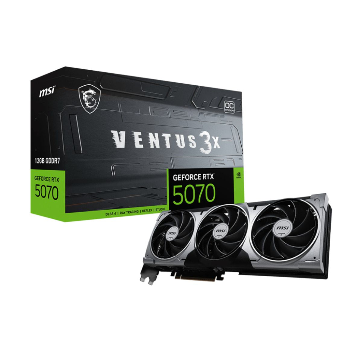 TARJETA DE VIDEO MSI (RTX 5070 12G VENTUS 3X OC) 12GB DDR7, 2557 MHZ, 1*HDMI, 3*DP, 3 FAN