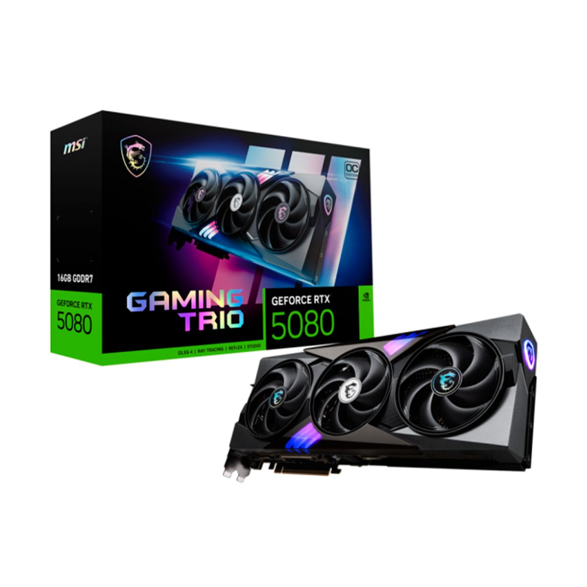 TARJETA DE VIDEO MSI (RTX 5080 16G GAMING TRIO OC) 16GB GDDR7, 2715 MHZ, 1*HDMI, 3*DP
