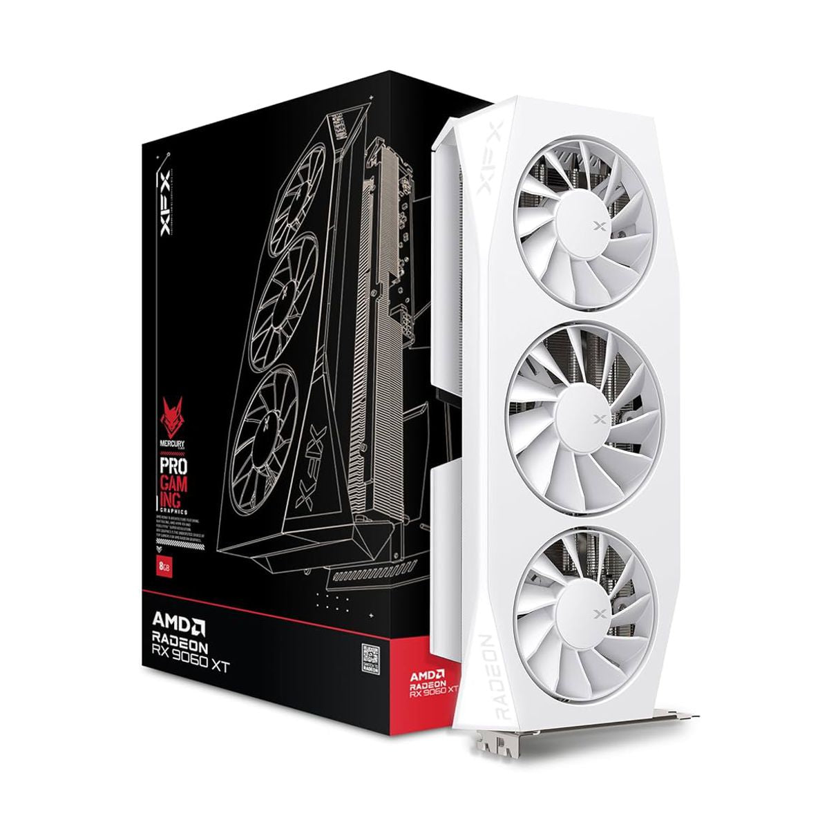 TARJETA DE VIDEO XFX (RX-96TMERCW9) SWIFT RX9060XT OC,16GB GDDR6,1900MHZ,2*DP,HDMI,3*FAN,BLANCA