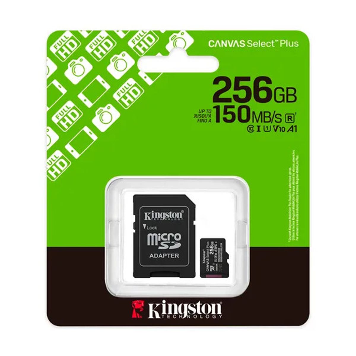 MEMORIA MICROSD SDXC KINGSTON 256GB (SDCS3/256GB) CANVAS SELECT PLUS, UHS-I, CLASE10 C/ADAPTADOR