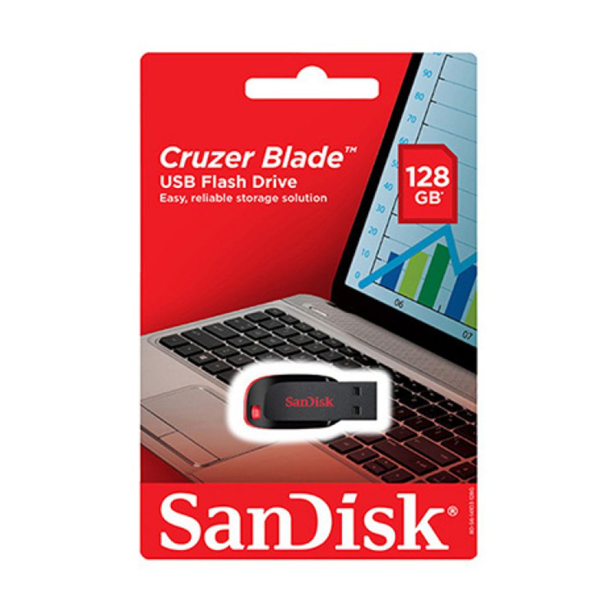Memoria USB SanDisk Cruzer Blade CZ50 - 128GB, USB-A 2.0, Lectura 150MB/s, Negro/Rojo