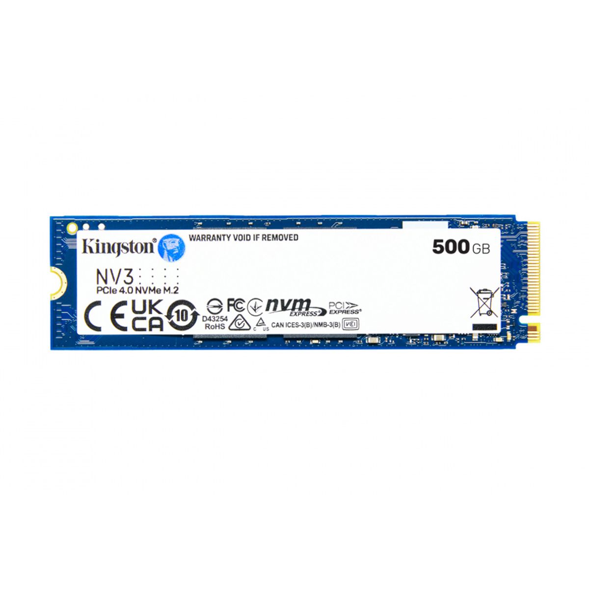 UNIDAD DE ESTADO SOLIDO KINGSTON NV3 500GB M.2 2280 NVME PCIE GEN 4X4 R.5000MB/S W.3000MB/S -