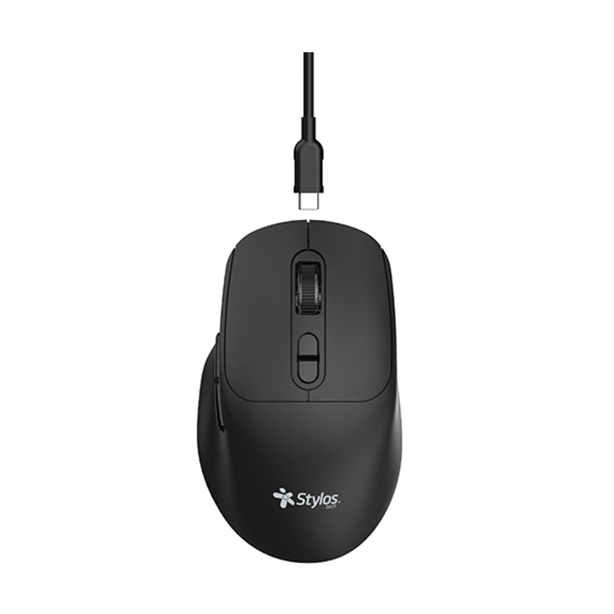 MOUSE INALAMBRICO STYLOS (STPMOI8B) 1600 DPI, 6 BOTONES, USB NANO 2.4GHZ, NEGRO