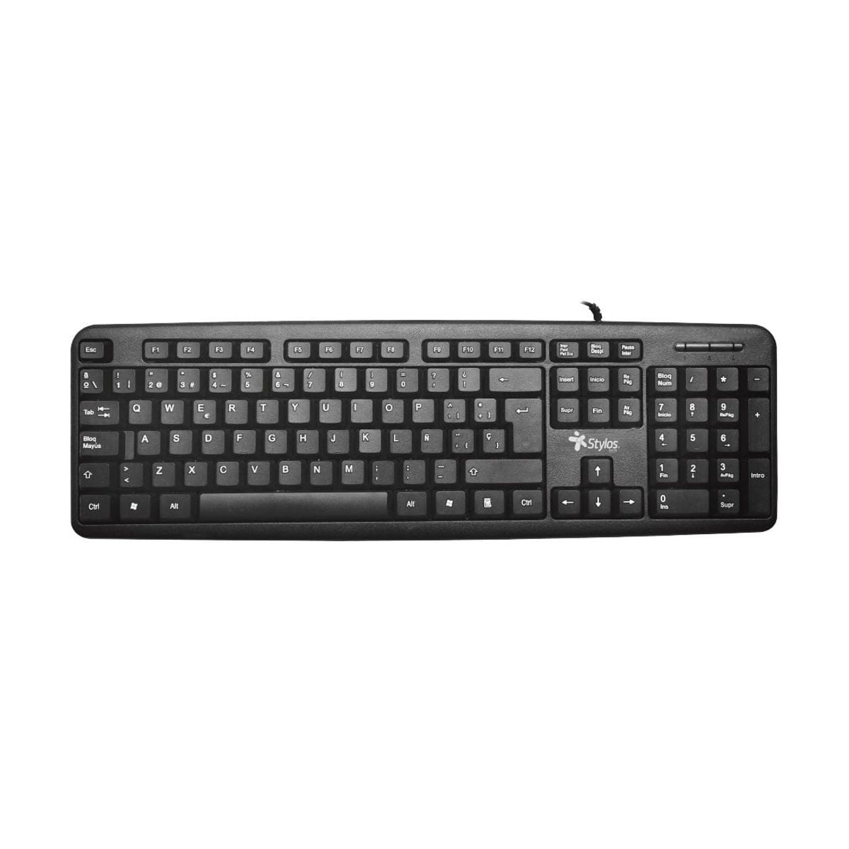 TECLADO ALAMBRICO STYLOS (STPTEC5B) MEMBRANA, 105 TECLAS, USB, NEGRO