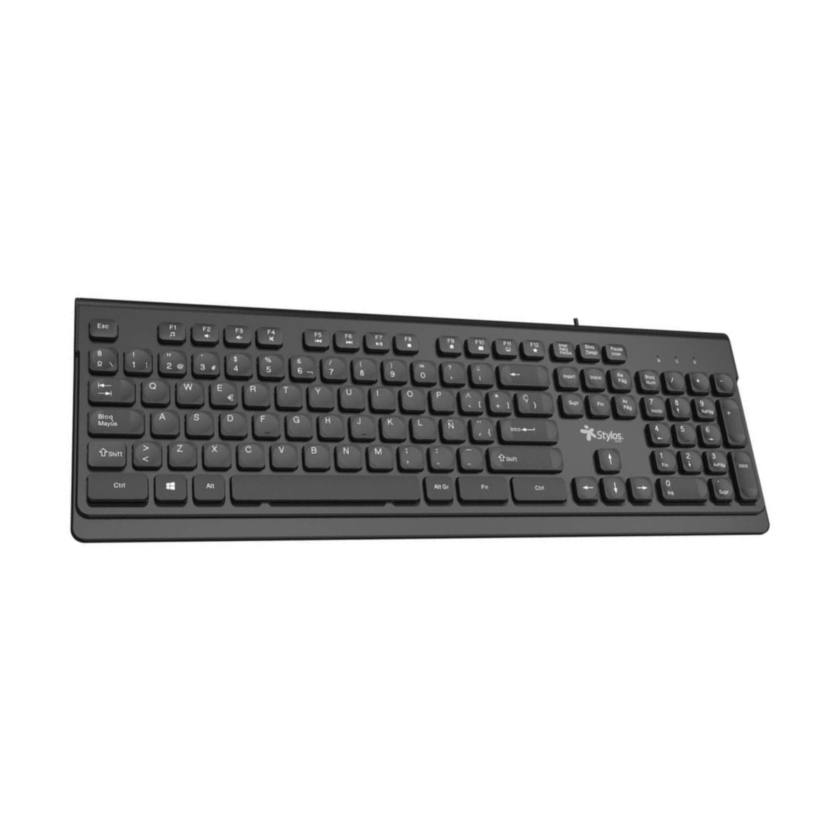 TECLADO ALAMBRICO STYLOS (STPTEC6B) MEMBRANA, 104 TECLAS, USB, NEGRO