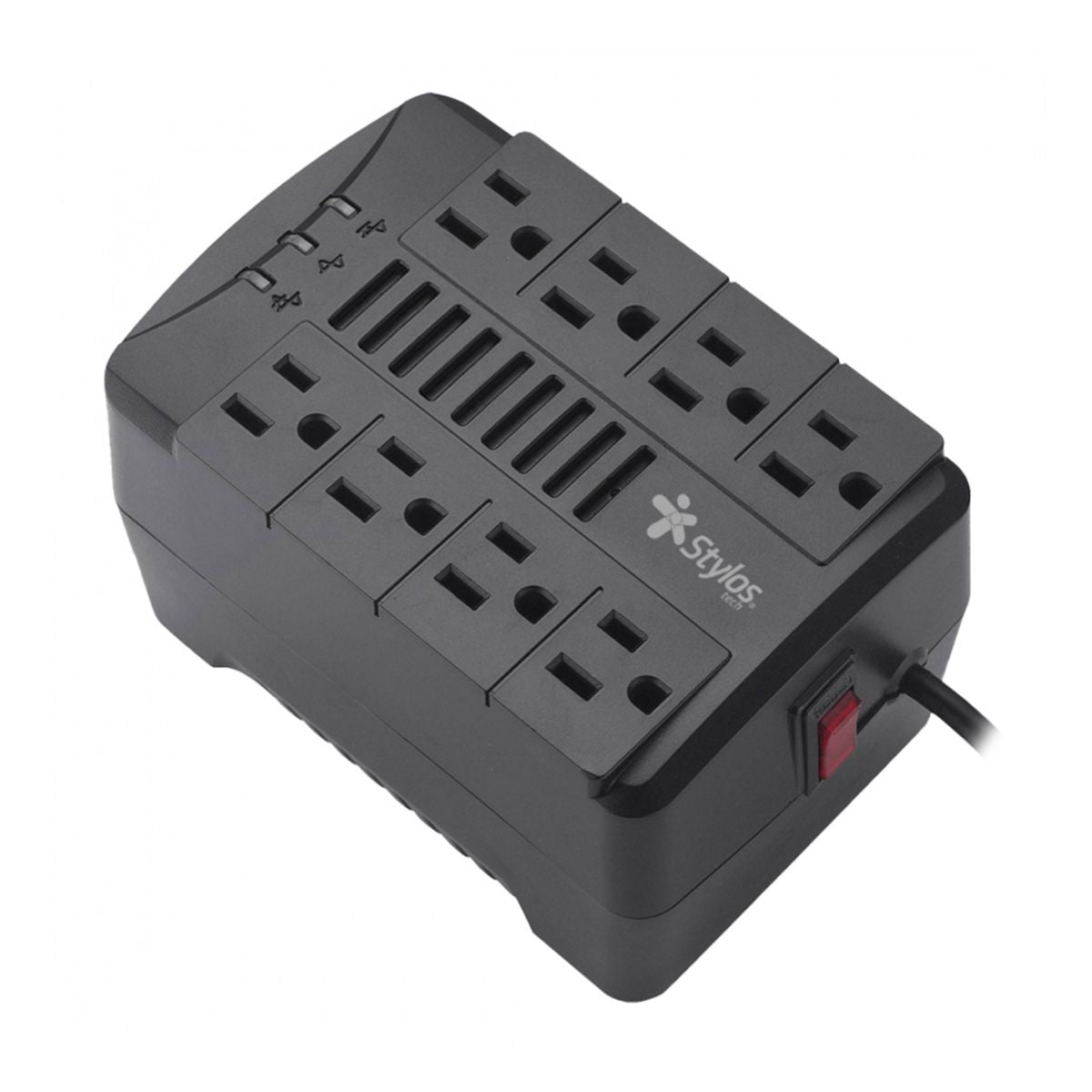 REGULADOR DE VOLTAJE STYLOS (STRE650B) RE650, 1200VA/650W, 8 CONTACTOS, NEGRO