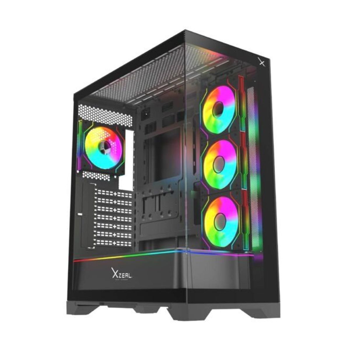 GABINETE XZEAL (XZGAEX1B) FULL TORRE, E-ATX, CRISTAL+METAL,4*VENT ARGB,SIN FUENTE, NEGRO