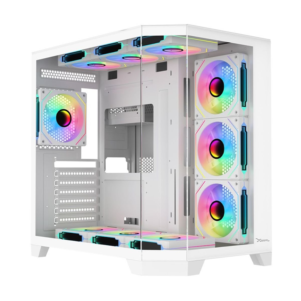 GABINETE XZEAL (XZGAXT1W) X-TRON,MICRO ATX,CRISTAL+METAL, 4*VENT ARGB,USB 3.0,SIN FUENTE,BLANCO