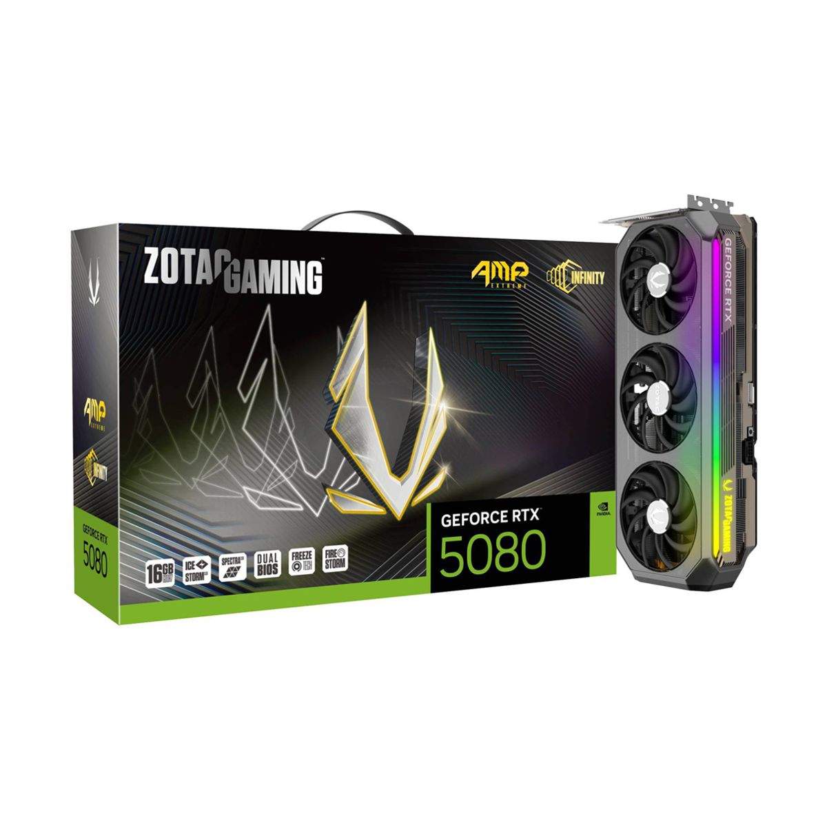 TARJETA DE VIDEO ZOTAC (ZT-B50800B-10A) RTX 5080 AMP EXTREME INFINITY,16GB GDDR7,PCIE 5,3*DP,3*FAN