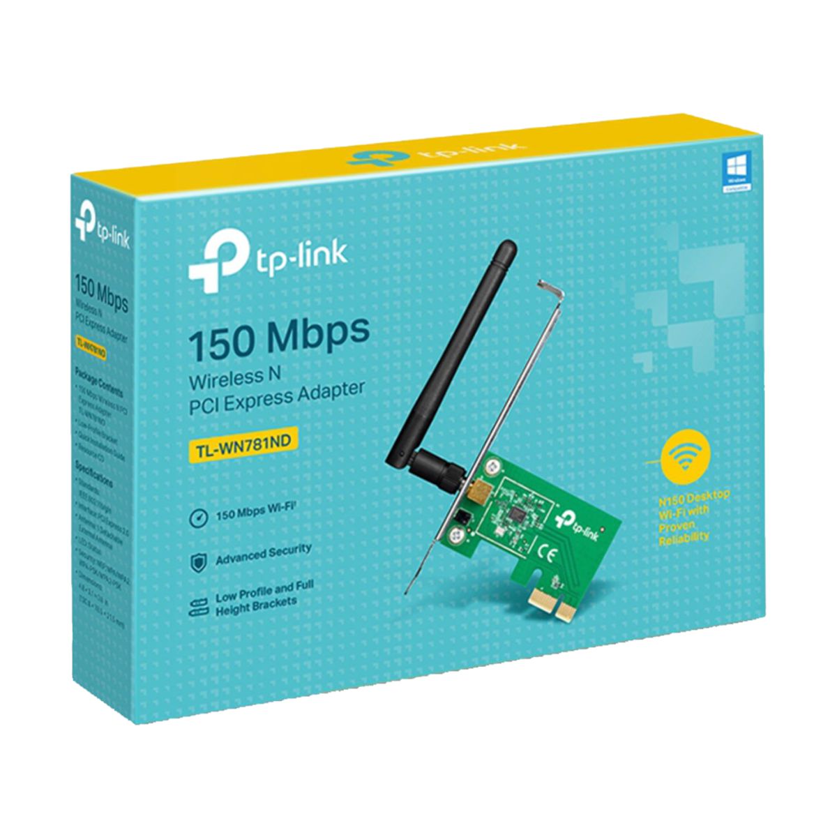 Tarjeta de Red PCI Express TP-LINK TL-WN781ND - Verde, 150 Mbit/s