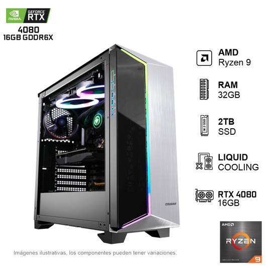 PC GAMER RTX4080 AMD RYZEN 9 5900X 32GB de RAM Disco Solido de 2TB NVME