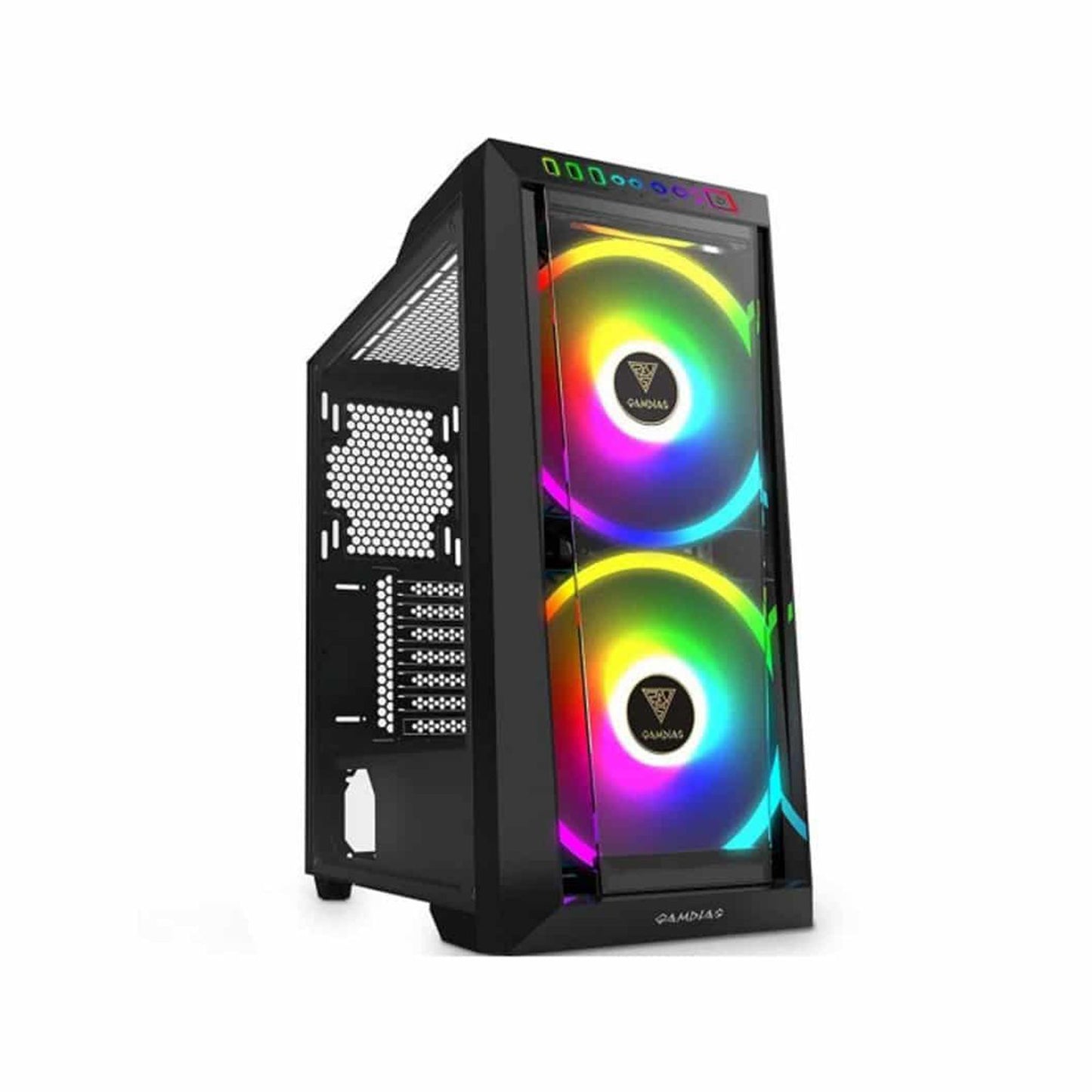 Gabinete Gamdias Negro, RGB,TG, ATX, M-ATX,-M-ITX, Sin fuente