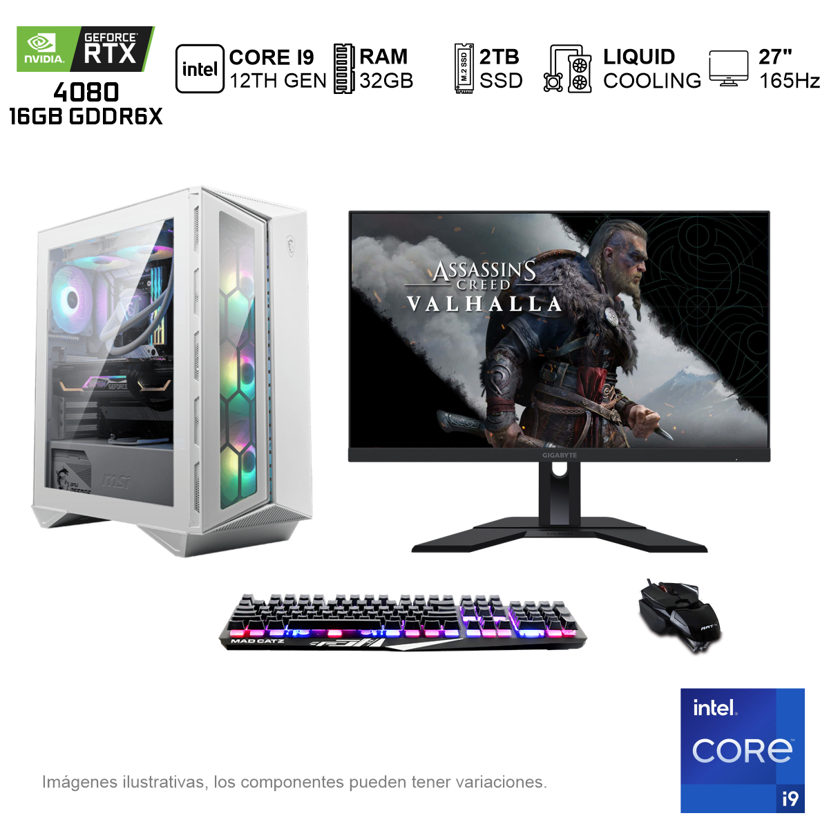 PC GAMER RTX4080 INTEL CORE I9 12900 32GB de RAM Disco Solido de 2TB NVME