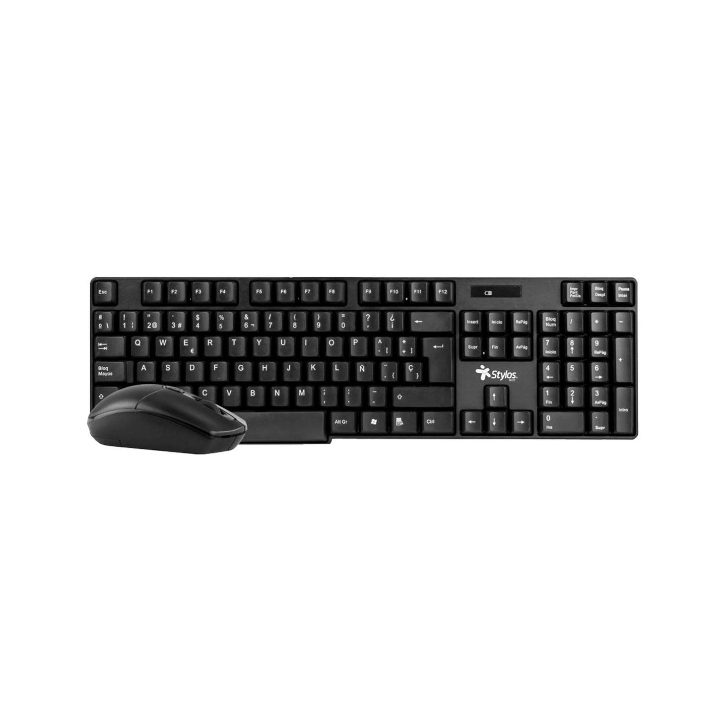 KIT TECLADO Y MOUSE INALAMBRICO STYLOS (STPKTM3B) 105 TECLAS,MOUSE 3 BOTONES,1000DPI,USB NANO,NEGRO