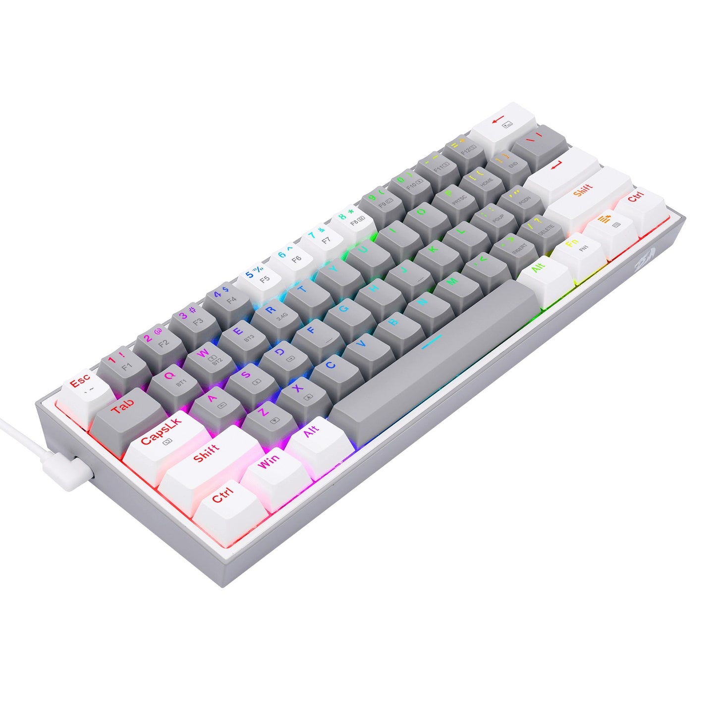 Teclado Gamer Redragon Fizz Pro K616 RGB, Teclado Mecánico, Red Switch, Inalámbrico, RF + Bluetooth, Gris/Blanco (Inglés)