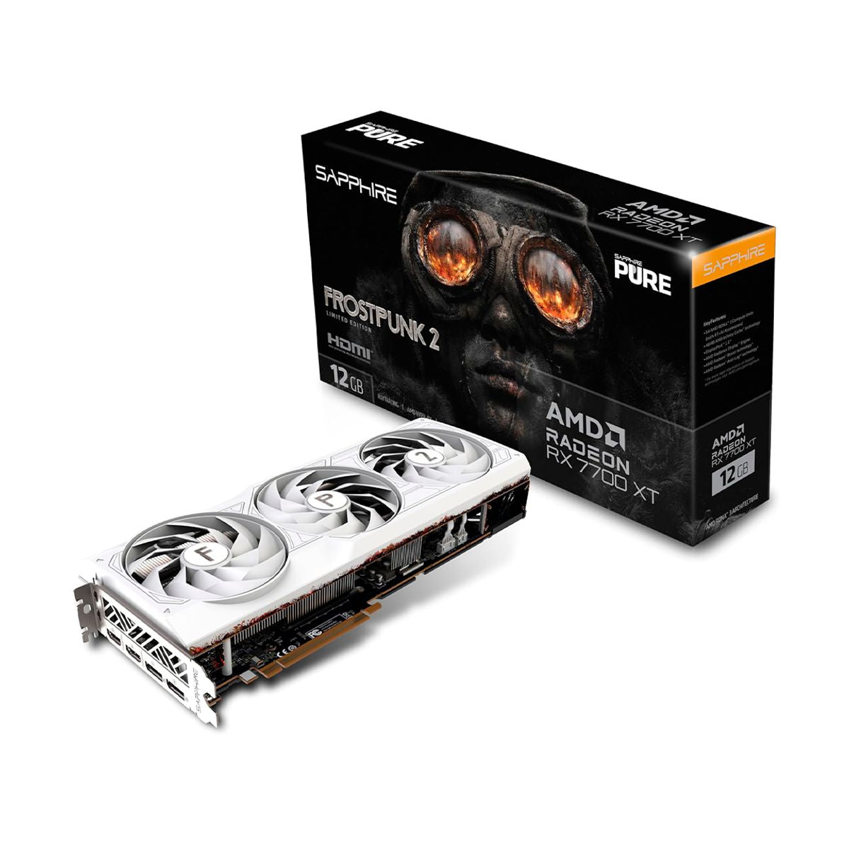 TARJETA DE VIDEO SAPPHIRE (11335-08-50G) PURE RADEON RX 7700XT FROSTPUNK 2, 12GB GDDR6, 2*DP, 2*HDMI