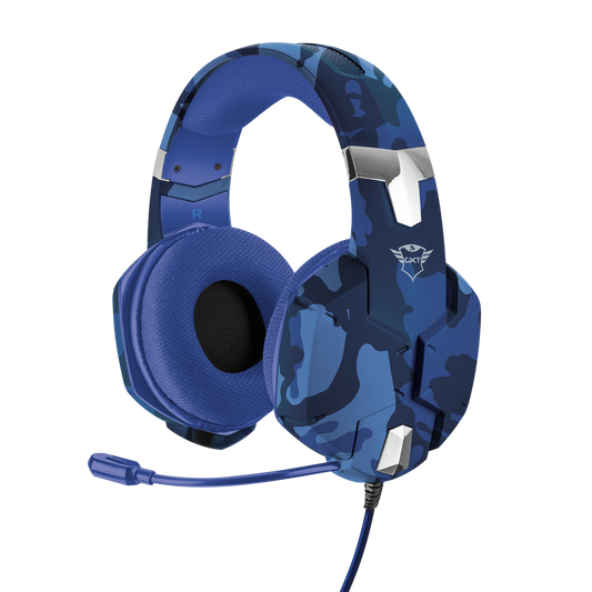 AUDIFONOS TRUST GXT (23249) 322B CARUS GAMING HEADSET BLUE CAMO,3.5MM 3 Y 4 PINS,PC, XBOX,PS5,SWITCH