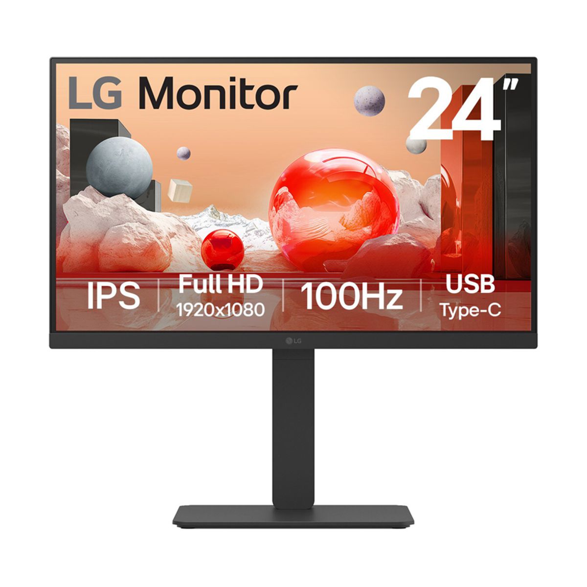 Monitor Full HD IPS de 24 Pulgadas con USB Tipo-C - RJ45, altavoces, 100 Hz, soporte ajustable y multipuertos