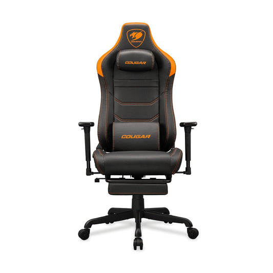 SILLA COUGAR ARMOR EVO S BLACK/ORANGE CUERO SINTETICO, COJIN LUMBAR REPOSAPIES 120KG