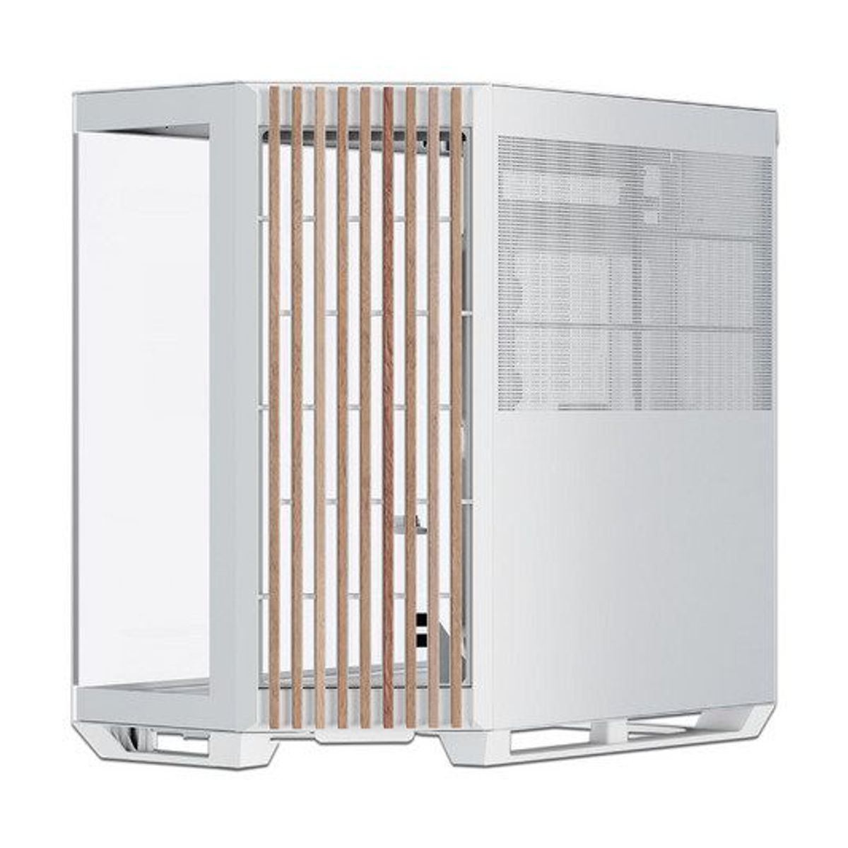 GABINETE APNX V1 WHITE CON PANEL DE MADERA ATX