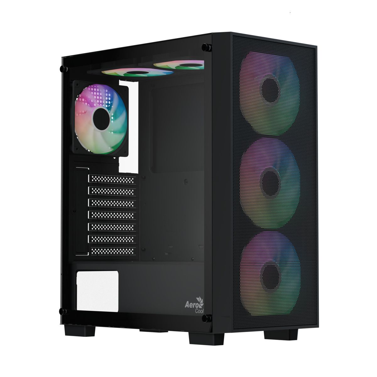 GABINETE AEROCOOL B509A FLOW BLACK  4 VENT RGB CRIST TEMP ATX