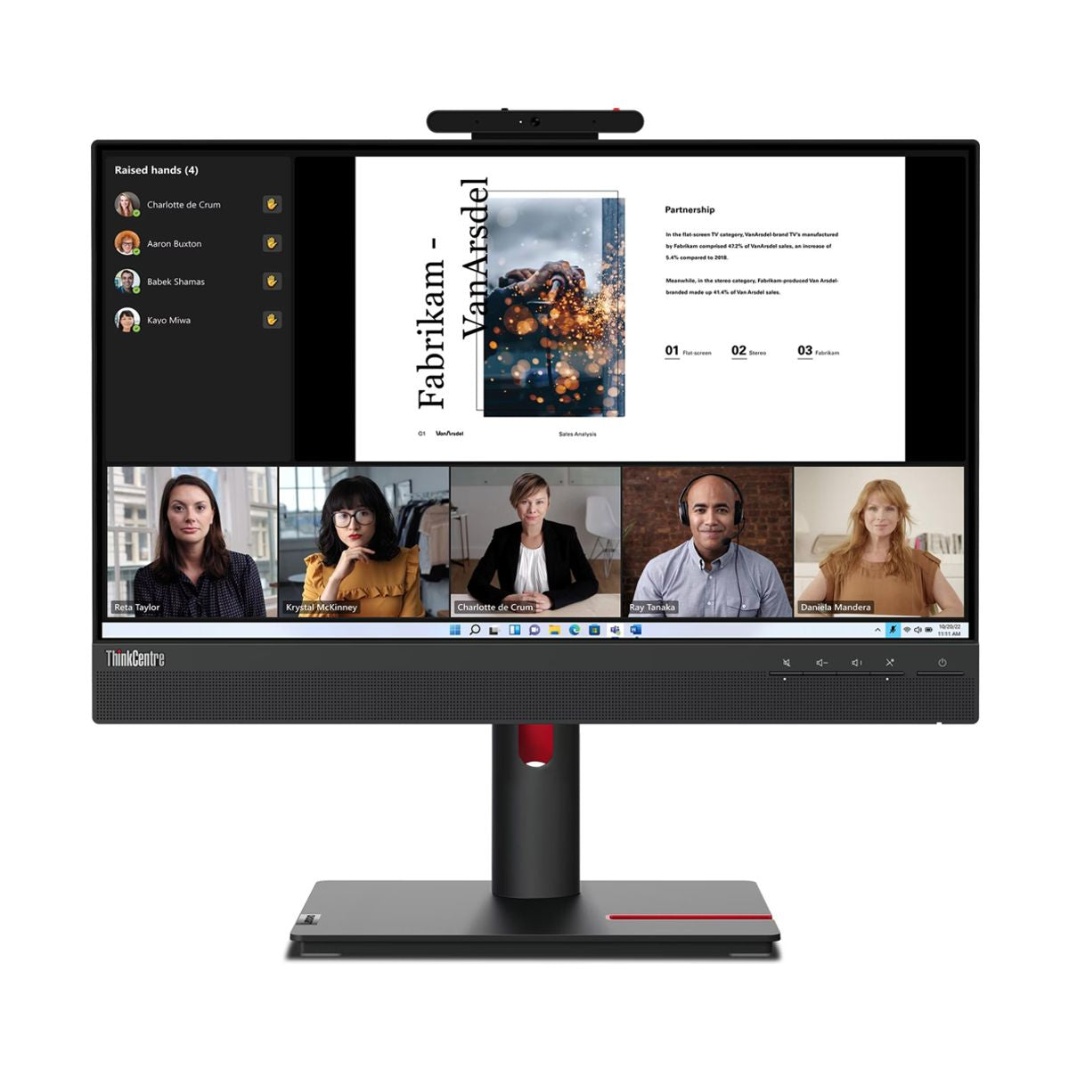 Monitor Lenovo ThinkVision T24v-30 - Pantalla IPS FHD de 23, 8 Pulgadas(1920 x 1080), 1xHDMI1.4, 1x DP 1.2, 1xVGA, Camara, Garantia 3 anos con fabricante