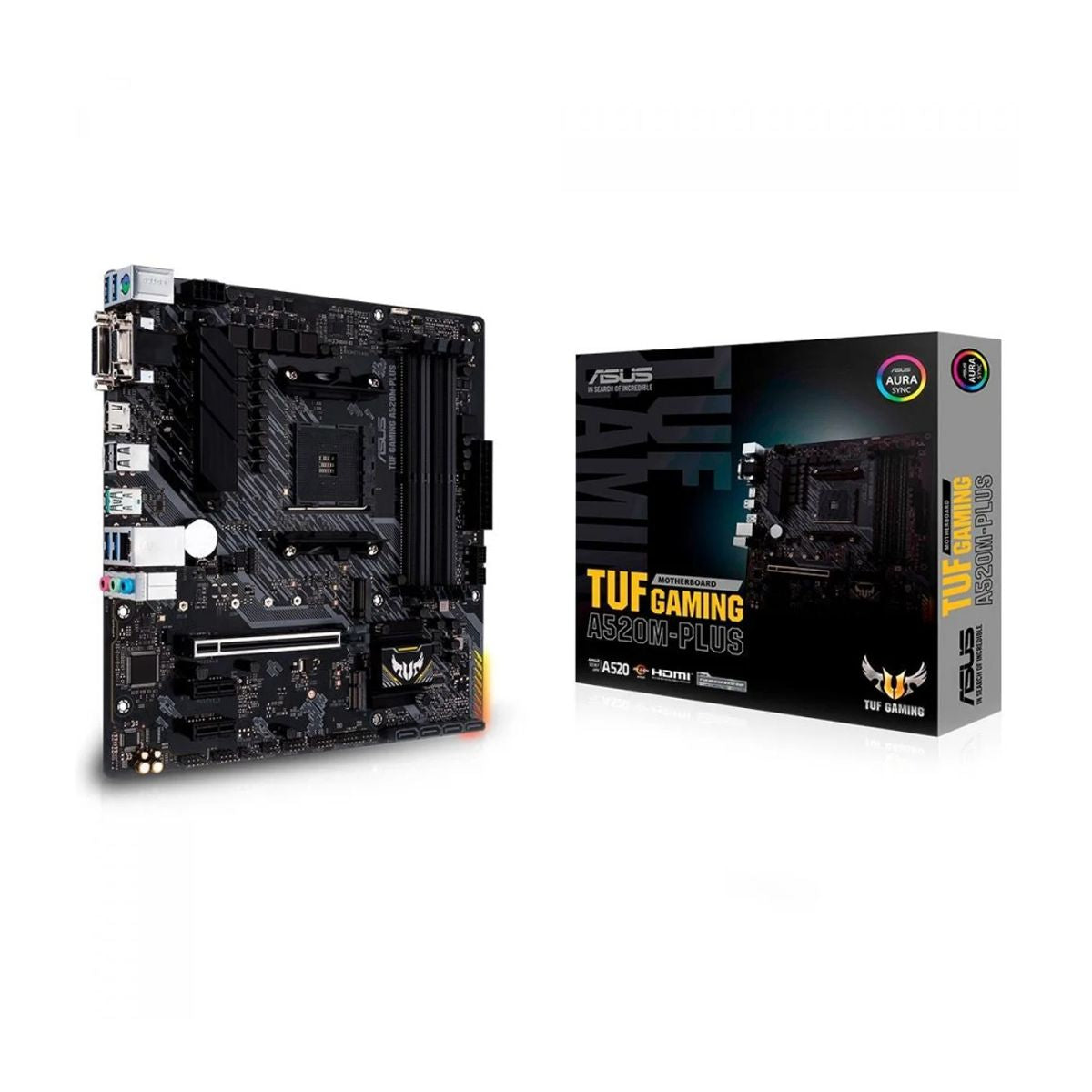 Tarjeta Madre ASUS TUF GAMING A520M-PLUS WIFI micro ATX - AMD, Ryzen AM4, , M.2, DisplayPort, HDMI, D-Sub, puertos USB 3.2 Gen 1, SATA 6 Gbps y Aura Sync