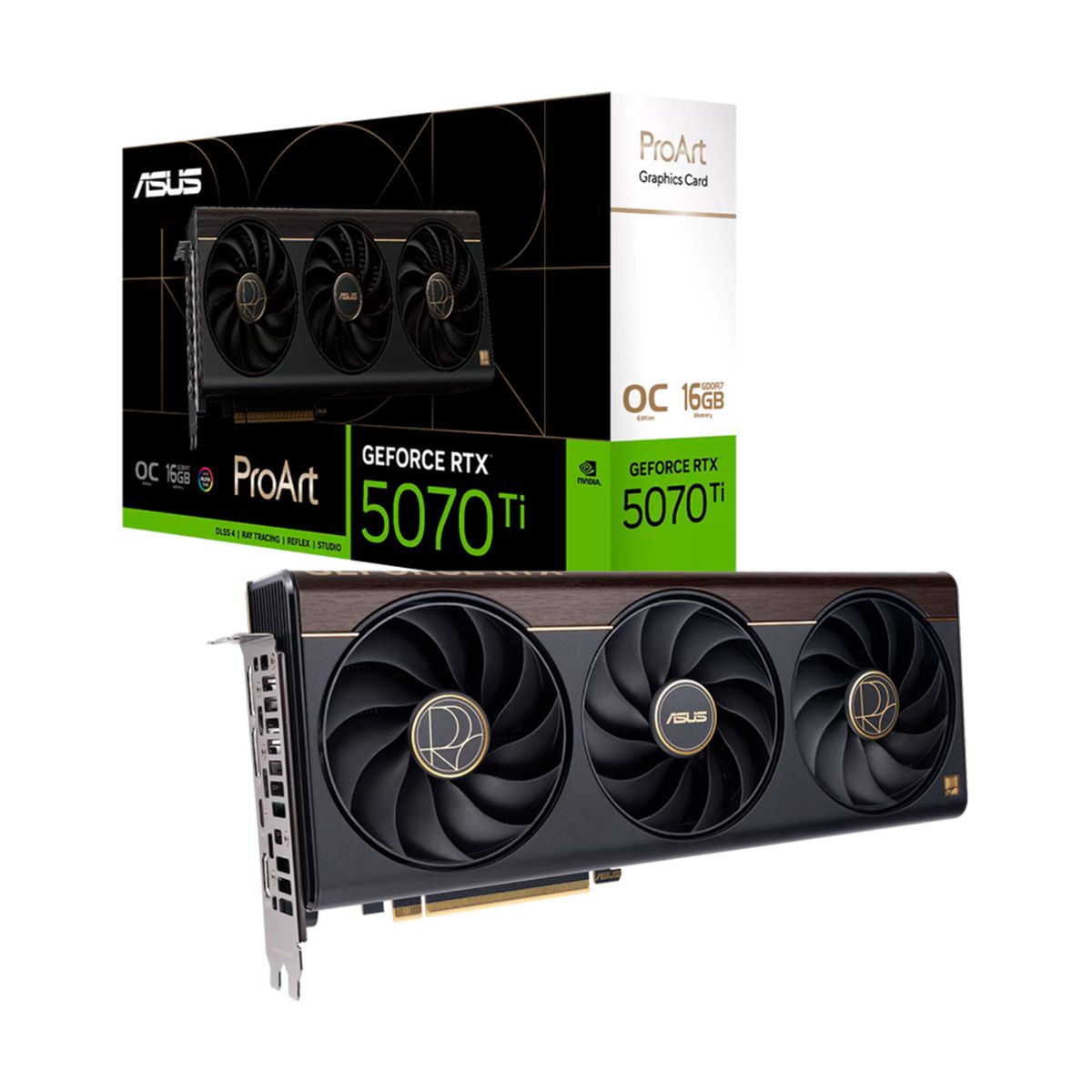 Tarjeta De Video ASUS PROART-RTX5070TI-O16G NVIDIA GeForce RTX. Estandar de autobus PCI Express 5.0. OpenGL 4.6. Memoria de video 16GB GDDR7 - 