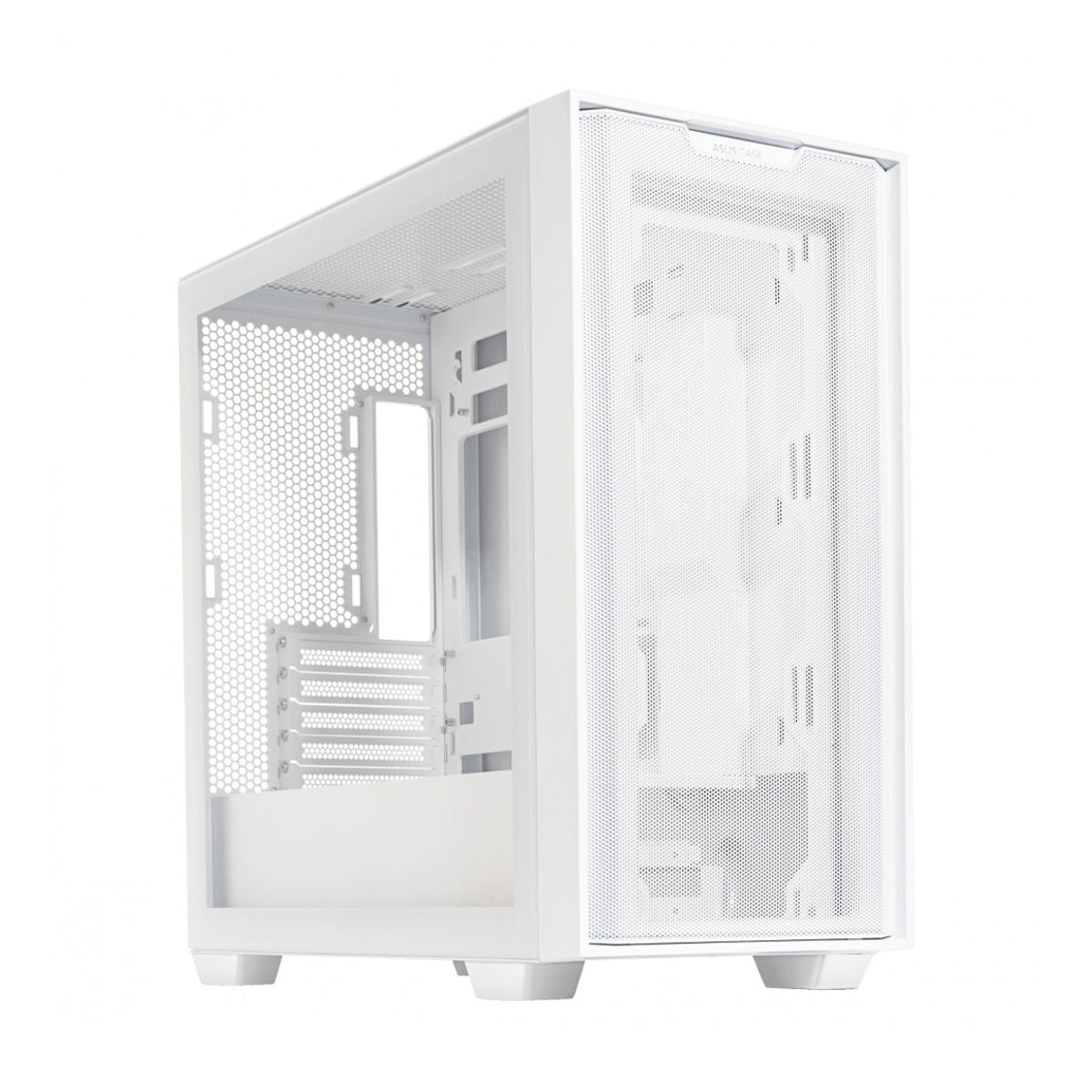 GABINETE ASUS (A21 ASUS CASE/WHT) BLANCO, VIDRIO TEMPLADO Y MALLA,SOPORTA BTF, MT, S/FUENTE