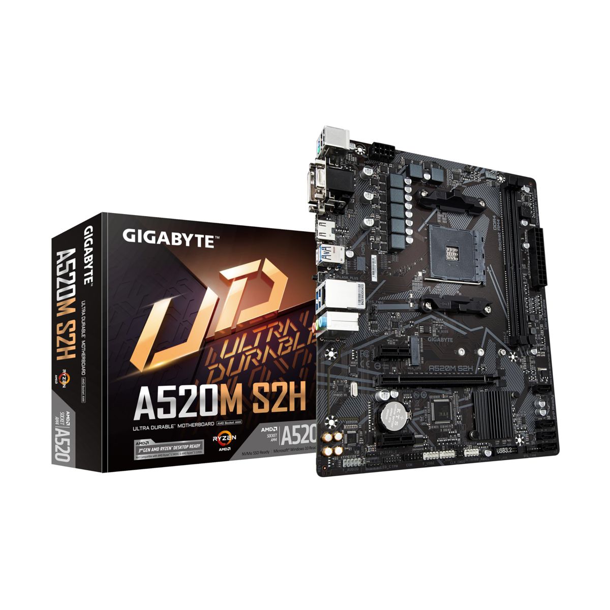 MOTHERBOARD GIGABYTE (A520M S2H) SOCKET AM4, 2*DDR4,M.2,DVI-D,HDMI,VGA,MICRO ATX, RGB FUSION