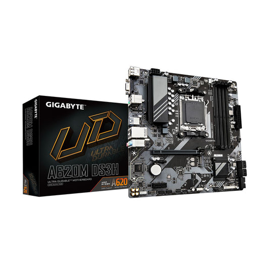 MOTHERBOARD GIGABYTE (A620M DS3H) SOCKET AM5,4*DRR5 5200MHZ,HDMI.DP,VGA,MICRO ATX