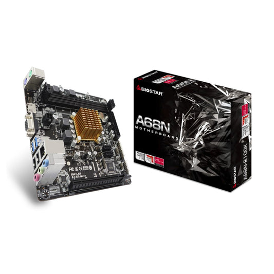 MOTHERBOARD BIOSTAR (A68N-2100K 2.0) AMD E1-6010 P, DDR3,L, 64GB 800/ 1066/ 1333 (1.25V) UP TO 16GB, USB 3.2, PCIE 2.0, HDMI, MINI ATX