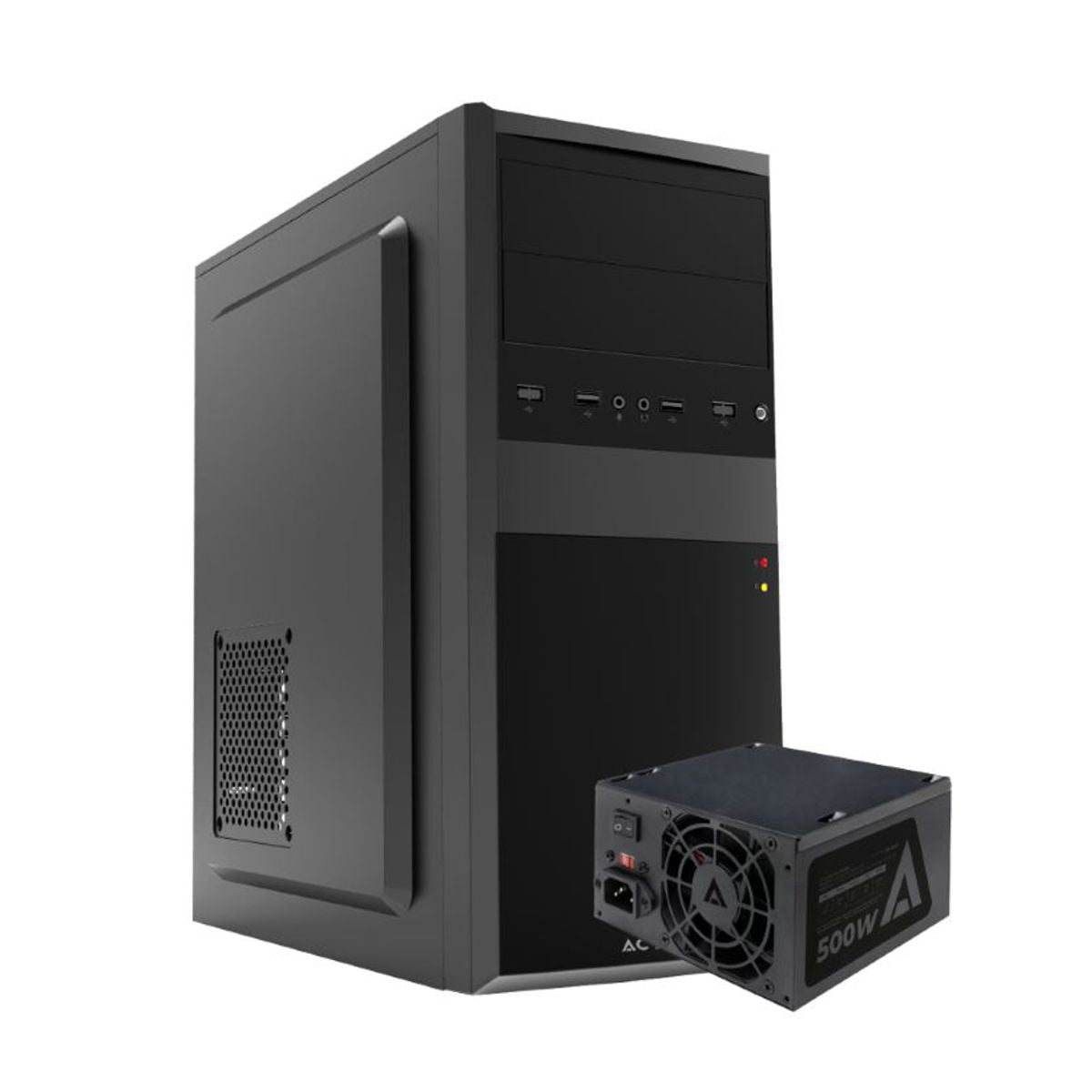 GABINETE ACTECK (AC-935685) KIRUNA II GM420, MICRO ATX,FUENTE 500W,2*USB 2.0,NEGRO