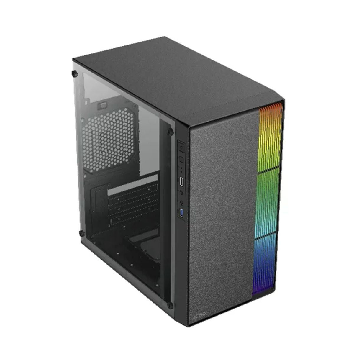 GABINETE ACTECK (AC-935753) FUSION II GI440,MICRO ATX,FUENTE 500W,1*USB 3.0,RGB,ACRILICO,NEGRO