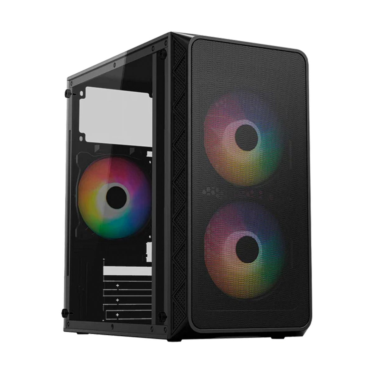 GABINETE ACTECK (AC-939249) DOOM PRO MESH GI730M,MICRO ATX,1*USB 3.0,FRENTE MALLA,3 FAN RGB,NEGRO