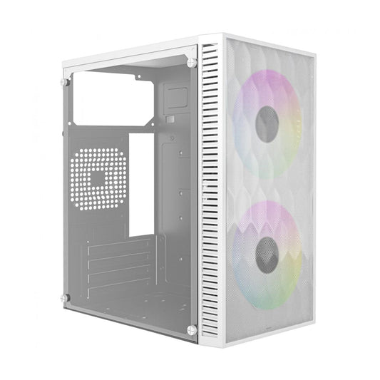 GABINETE ACTECK (AC-939515) FUJI GC470,MICRO ATX,FUENTE 500W,1*USB 3.0,ACRILICO,MALLA METAL,BLANCO