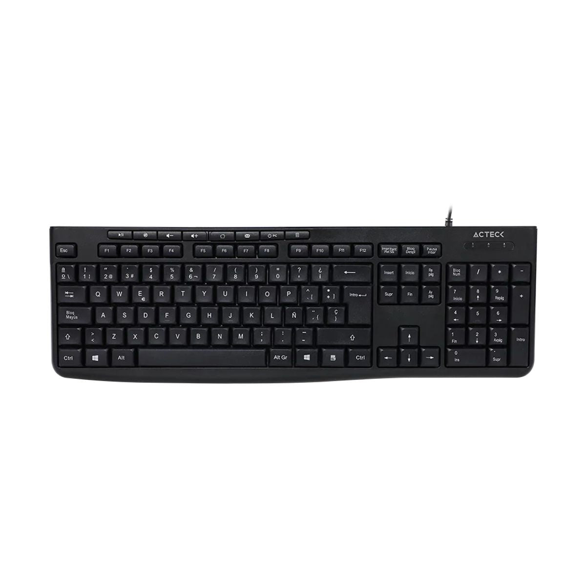 TECLADO ALAMBRICO ACTECK (AC-940146) INSPIRE PRIME TA222, MEMBRANA, MULTIMEDIA, NEGRO