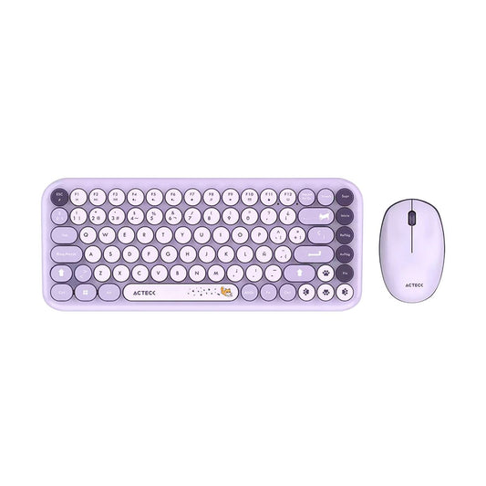 KIT TECLADO Y MOUSE INALAMBRICO ACTECK (AC-940252) MK480 CHIC K-COLORS,RF USB,85 TECLAS,65%,VIOLETA