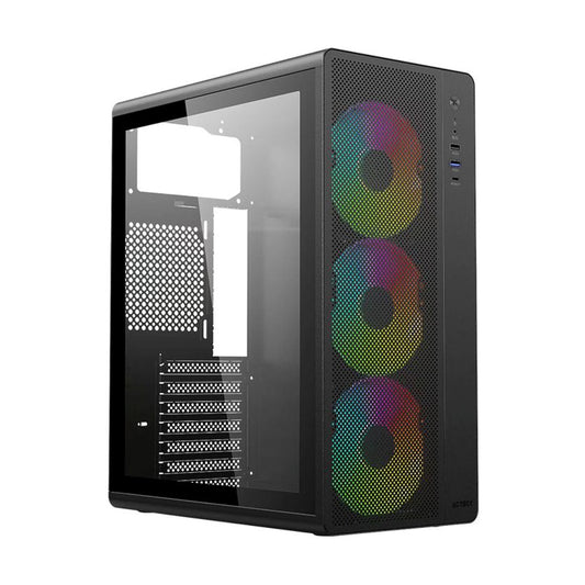 GABINETE ACTECK (AC-941709) ESSEN PRO XGM767, ATX, 1*USB 3.1, 1 USB 3.0, PANEL CRISTAL, NEGRO