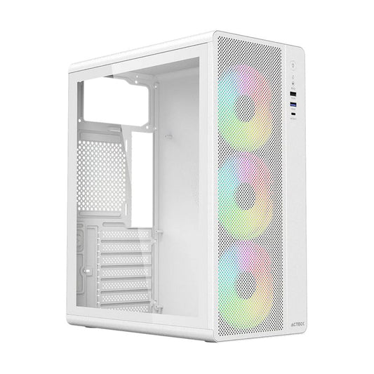 GABINETE ACTECK (AC-941716) ESSEN PRO XGM767, ATX, 1*USB 3.1, 1 USB 3.0, PANEL CRISTAL, BLANCO