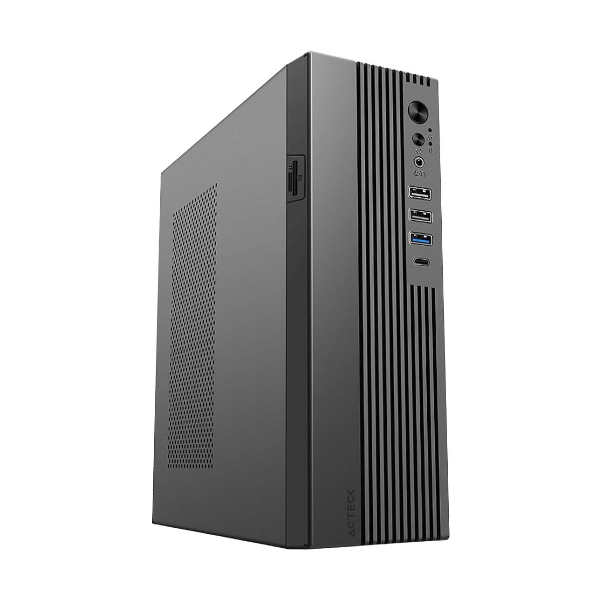 GABINETE ACTECK(AC-943086)ONEX SLIM GS450,SFX 400W,3*USB 2.0,USB 3.0,USB TIPO C 3.0,MIC+AUDIO,LECTOR SD,METALICO,NEGRO