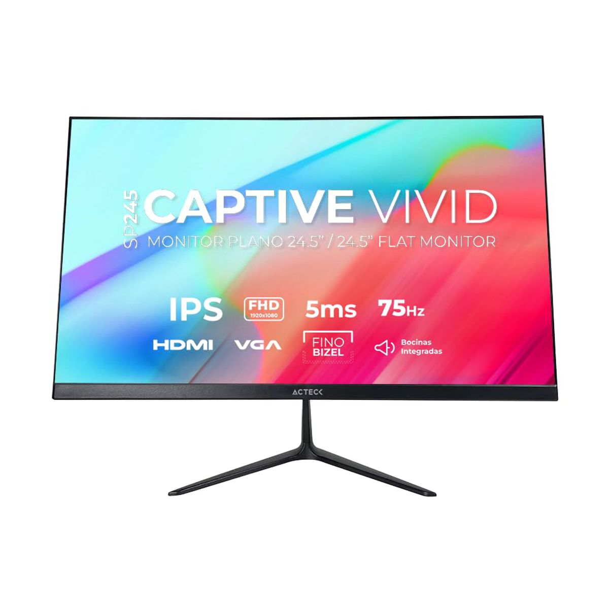 Monitor Plano 24.5 Pulgadas CAPTIVE VIVD SP245 - FULL HD 1920x1080 PX, 75 HZ